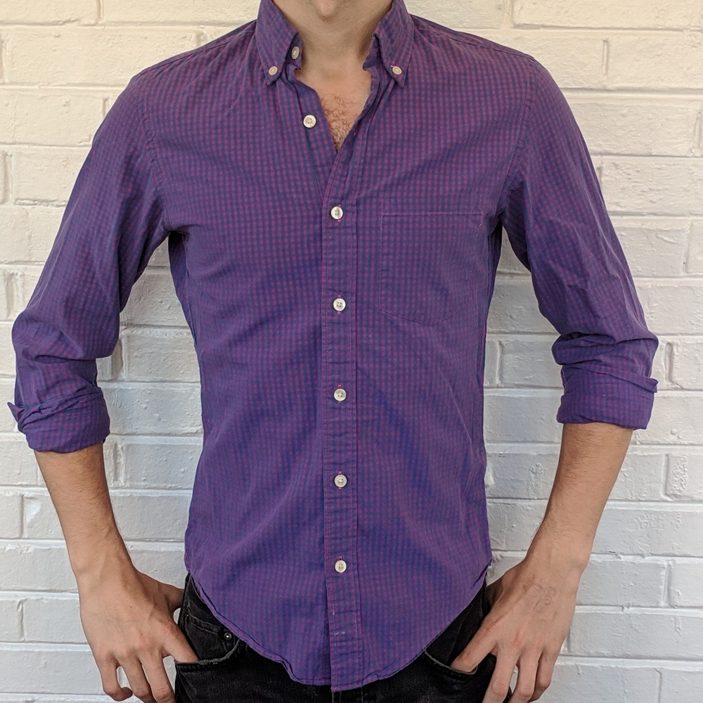Purple, plaid J. Crew, button-down shirt